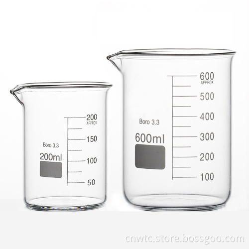 High Borosilicate Glass Beakers in Various Sizes: 250ml, 500ml, and 1000ml with Graduation for Laboratory Use